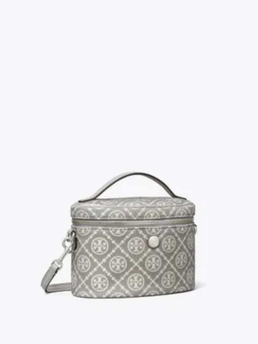 NWT Tory Burch‎ T Monogram Soft Vanity Case Gray Crossbody Bag Purse